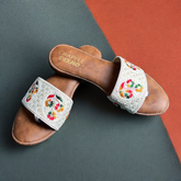 Garden Bloom Multicolor Threadwork Slip-On Flats