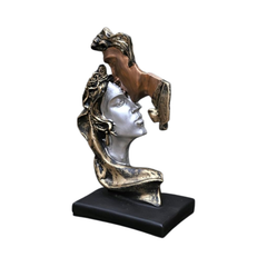 Adoration Kiss Couple Sculpture - Dual-Tone Metallic Polyresin Art