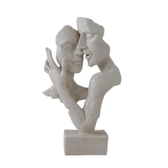 Minimalist Abstract Couple Kiss Sculpture - Sandstone Finish Polyresin Art