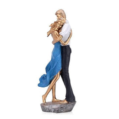 Golden Embrace Romantic Couple Statue - Polyresin Love Figurine
