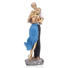 Golden Embrace Romantic Couple Statue - Polyresin Love Figurine