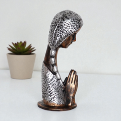 Textured Metallic Prayer Figurine - Abstract Polyresin Spiritual Showpiece