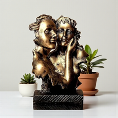 Whispers of Affection Couple - Antique Bronze Polyresin Sculpture