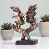 Passionate Abstract Kiss Sculpture - Antique Bronze Polyresin Showpiece