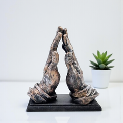 Hands of Prayer Sculpture - Antique Bronze Polyresin Devotional Showpiece