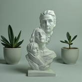 Classic White Family Polyresin Bust - Mother, Father, and Child Sculpture