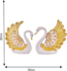 Swan Pair Feather Design Showpiece.