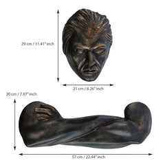 Abstract Detached Strength Wall Art - Antique Bronze Polyresin Sculpture