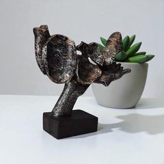 Whispers of Mystery Abstract Sculpture - Textured Pewter & Bronze Art Piece