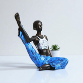 Yoga Compass Pose Figurine - Bronze & Blue Metallic Polyresin Sculpture