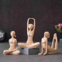 Set of 3 Textured Yoga Pose Figurines - Serenity and Meditation Decor