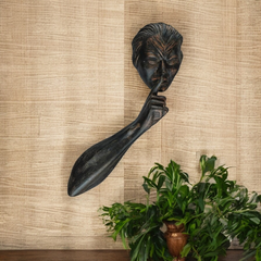 The Silence Abstract Wall Sculpture - Antique Black and Bronze Hand & Face Art