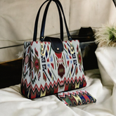 Structured Multi-Compartment Canvas Shoulder Handbag