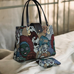 Structured Multi-Compartment Canvas Shoulder Handbag