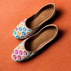 Rainbow Vine Multicolor Hand-Embroidered Punjabi Juttis