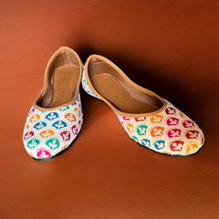 Rainbow Vine Multicolor Hand-Embroidered Punjabi Juttis