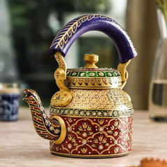 Hand Painted Traditional Aluminium Colourful Tea Pot .