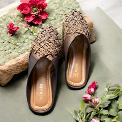 Artisan Woven Straw & Leather Backless Mules