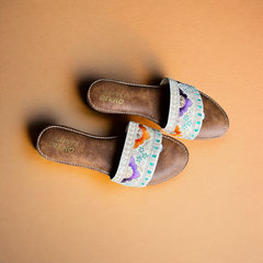 Elegant Pastel Floral & Paisley Embroidered Sliders