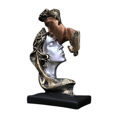 Adoration Kiss Couple Sculpture - Dual-Tone Metallic Polyresin Art