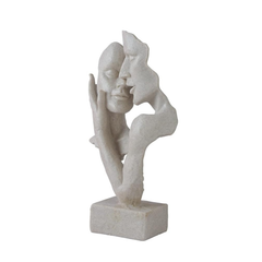 Minimalist Abstract Couple Kiss Sculpture - Sandstone Finish Polyresin Art