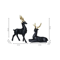Black Lucky Handicraft Resin Animal Showpiece Deer Set.