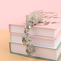 Climbing Elephant Book Nook Figurine - Set of 3 Playful Elephant Decor