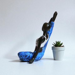 Yoga Compass Pose Figurine - Bronze & Blue Metallic Polyresin Sculpture