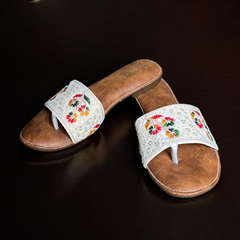 Garden Bloom Multicolor Threadwork Slip-On Flats