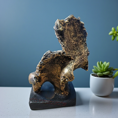 Deep Embrace Couple Sculpture - Antique Gold Comfort and Love Figurine