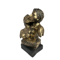 Passionate Embrace Romantic Couple - Antique Gold Polyresin Sculpture