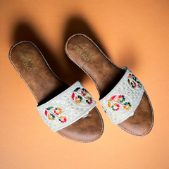 Garden Bloom Multicolor Threadwork Slip-On Flats