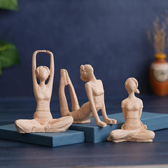Set of 3 Textured Yoga Pose Figurines - Serenity and Meditation Decor