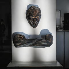Abstract Detached Strength Wall Art - Antique Bronze Polyresin Sculpture