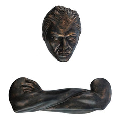 Abstract Detached Strength Wall Art - Antique Bronze Polyresin Sculpture