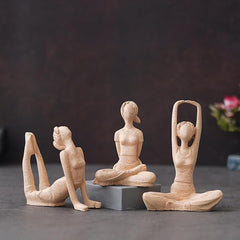 Set of 3 Textured Yoga Pose Figurines - Serenity and Meditation Decor