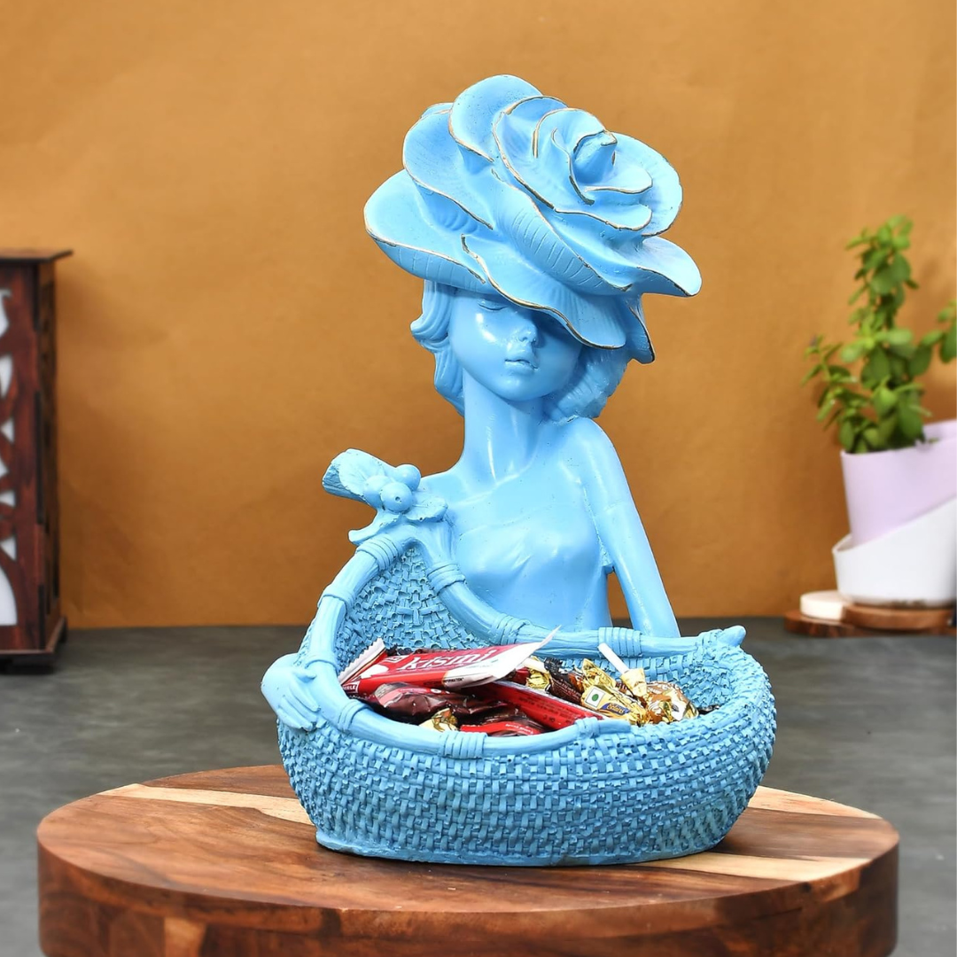 Decorative Lady with Basket Statue