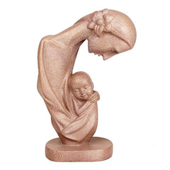 Rose Gold Glitter Mother and Child Sculpture - Modern Polyresin Showpiece