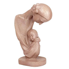 Rose Gold Glitter Mother and Child Sculpture - Modern Polyresin Showpiece