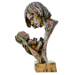 Abstract Mother and Child Sculpture - Textured Art Polyresin Showpiece