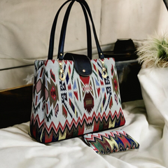 Structured Multi-Compartment Canvas Shoulder Handbag