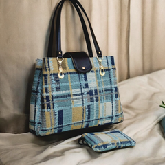 Structured Multi-Compartment Canvas Shoulder Handbag