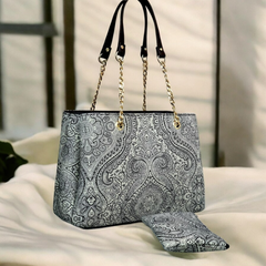 Ethnic Print Cotton Handbag with Chain Straps