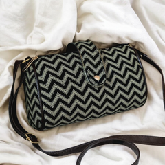 Multi-Color Tribal/Ikat Print Barrel Bag with Adjustable Strap