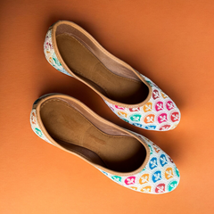 Rainbow Vine Multicolor Hand-Embroidered Punjabi Juttis